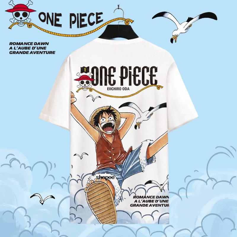 เสื้อยืดคอกลม แขนสั้น พิมพ์ลายการ์ตูนลูฟี่ วันพีช ระบายอากาศ พลัสไซซ์ แฟชั่นฤดูร้อน สําหรับผู้ชาย