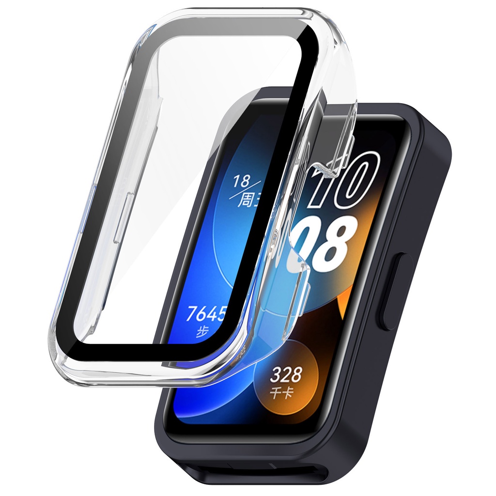 สําหรับ Huawei Band 7 / 8 / 9 เคสป้องกันหน้าจอกระจกนิรภัย / สายซิลิโคน พิมพ์ลาย สายรัดข้อมือสมาร์ทวอทช์