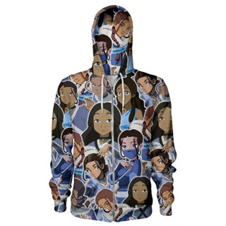 ใหม่ เสื้อกันหนาวแฟชั่น มีซิป ลายการ์ตูนอนิเมะ Avatar Katara 3D