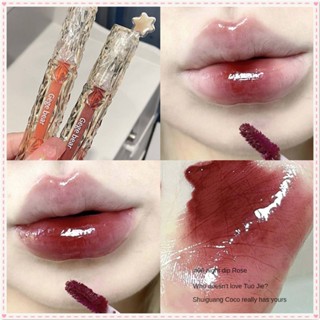 Gege Bear Crystal Transparent Diamond Gloss Lip Glaze Water Mirror Surface Smooth Moisturizing Lipstick Easy To Color Long Lasting Lip Makeup JOYFEEL