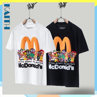 พร้อมส่ง เสื้อยืดคอกลม แขนสั้น ผ้าฝ้าย พิมพ์ลายการ์ตูนแฮมเบอร์ก ตัวอักษร ทรงหลวม ขนาดใหญ่ สไตล์ฮิปฮอป แฟชั่นฤดูร้อน สําหรับผู้ชาย และผู้หญิง