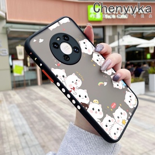 สําหรับ Huawei Mate 40 Pro Mate 40 Pro+ เคสการ์ตูนแมวน่ารัก ฝ้า บาง ดีไซน์ใหม่ กันกระแทก เคสโทรศัพท์แข็ง แฟชั่น ขอบซิลิโคน เคสป้องกัน