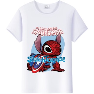 เสื้อยืดแขนสั้น พิมพ์ลายการ์ตูนดิสนีย์ Stitchtoons แฟชั่นฤดูร้อน สําหรับผู้หญิง