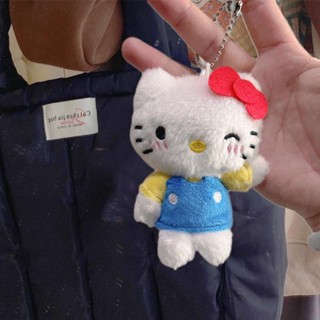 Sanrio พวงกุญแจ จี้ตุ๊กตา Hello Kitty Kawaii Fluffy Stuffed Kawaii Kt Cat อุปกรณ์เสริม สําหรับกระเป๋าเป้สะพายหลัง