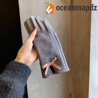 OCEANMAPDZ ถุงมือหนังนิ่ม ระบายอากาศ เรียบง่าย ยืดหยุ่น บวกถุงมือขับรถ กํามะหยี่ ถุงมือหน้าจอสัมผัส