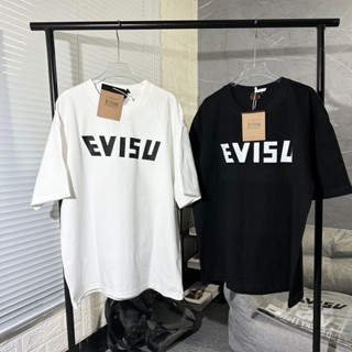 เสื้อยืดแขนสั้นลําลอง พิมพ์ลายโลโก้ Evi ขนาดใหญ่ คุณภาพสูง แฟชั่นคู่รัก สําหรับผู้ชาย และผู้หญิง ไซซ์ XS - 3XL