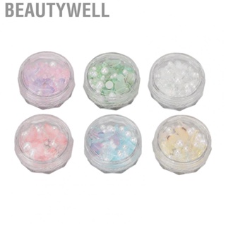 Beautywell 3D Shaped Nail Art Decoration Set 6 Box Resin Exquisite Faux Pearl