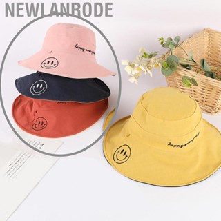 Newlanrode Adults Bucket Hats Smiling Face Decoration Wide Brim Sun Proof Summer Fisherman s Caps