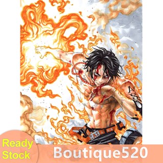 [boutique520.th] ชุดภาพวาดปักเพชร ทรงกลม ลาย One Piece Ace DIY