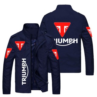 Triumph เสื้อแจ็กเก็ต โลโก้รถจักรยานยนต์ ทรงหลวม ขนาดใหญ่ แฟชั่นฤดูใบไม้ผลิ และฤดูใบไม้ร่วง สําหรับผู้ชาย 2023