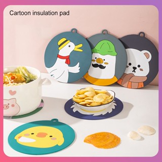 Creative Cartoon Round Cup Bowl Mat Coaster Heat Resistant Nonslip Pot Holder Table Placemat Food Grade Kitchen Accessories Gadgets Home Tools [COD]