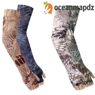 OCEANMAPDZ ปลอกแขน ลายพราง ยืดหยุ่น กลางแจ้ง 1 คู่ ขี่จักรยาน แขนยาว วิ่ง ขับรถ บาสเก็ตบอล ตกปลา สําหรับผู้หญิง ระบายความร้อน