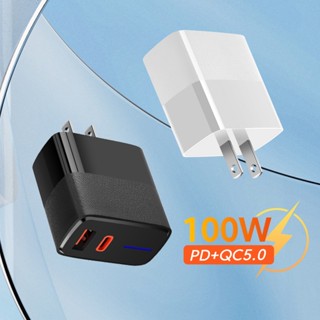 ที่ชาร์จโทรศัพท์มือถือ 100W PD+QC3.0 พอร์ตคู่ สําหรับ lphone และ Huawei
