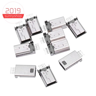 แจ็คเชื่อมต่อ Mini USB Type B ตัวผู้ 180 องศา 5 Pin SMD SMT สําหรับเชื่อมต่อบัดกรี 10 ชิ้น