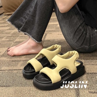 JUSLIN  รองเท้าแตะ รองเท้าแตะผู้หญิง ส้นแบน ใส่สบาย สไตล์เกาหลี รองเท้าแฟชั่น 2023 ใหม่ 072609  Stylish fashion Chic ins B98G02D 37Z230910