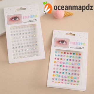 OCEANMAPDZ สติกเกอร์คริสตัล พลอยเทียม ไข่มุก หลากสี เครื่องประดับแฟชั่น สําหรับติดตกแต่งใบหน้า ตา อายแชโดว์ อายไลเนอร์ DIY