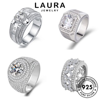 Laura Jewelry แหวนเงิน 925 ประดับเพชรโมอิส เรียบง่าย สําหรับผู้ชาย M079