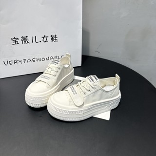 Velcro รองเท้าผ้าใบลําลอง ผ้าสักหลาด ส้นหนา หัวกลม แห้งเร็ว สีขาว แฟชั่นฤดูร้อน สําหรับสตรี 2023