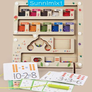 [Sunnimix1] บอร์ดเกมเขาวงกตไม้ ตัวเลข และสี สําหรับก่อนวัยเรียน