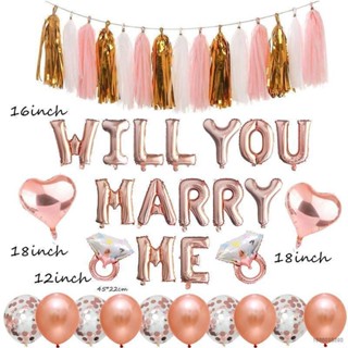 Si ลูกโป่งฟอยล์ ลาย WILL YOU MARRY ME ขนาด 16 นิ้ว สําหรับตกแต่งงานแต่งงาน ปาร์ตี้ 31 ชิ้น ต่อชุด