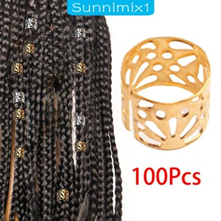 [Sunnimix1] ลูกปัดเดรดล็อก แบบกลวง สําหรับตกแต่งเครา ผู้หญิง ผู้ชาย 100 ชิ้น