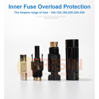 ตัวเชื่อมต่อ MC4 30AMP 1000VDC พร้อมฟิวส์ สําหรับสายเคเบิลพลังงานแสงอาทิตย์ 2.5 4 6 มม.2