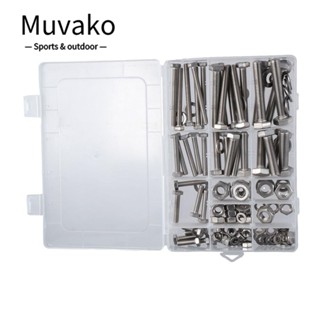 MUVAKO น็อต และแหวนรอง แบบแบน สเตนเลส 304 M6 M8 M10 176 ชิ้น