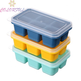 【COLORFUL】Ice Cube Mold Less Odor PP+Silicone Soft Bottom 6 Grid Easy Demoulding