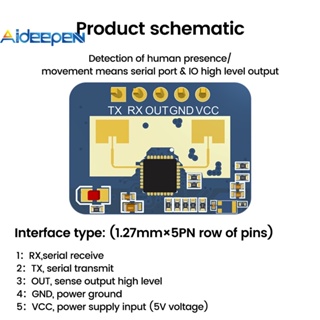 Aideepen HLK-LD2410C DC5V 24G โมดูลเซนเซอร์ตรวจจับการเคลื่อนไหว เรดาร์ ปรากฏตัวมนุษย์