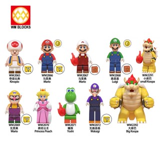 ฟิกเกอร์ Super Mario Blocks Luigi Yoshi Koopa Princess Peach ของเล่นสําหรับเด็ก