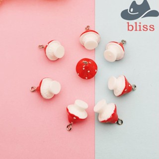 BLISS จี้สร้อยคอ ต่างหู รูปเห็ด 3D สีแดง DIY อุปกรณ์เสริม สําหรับผู้หญิง