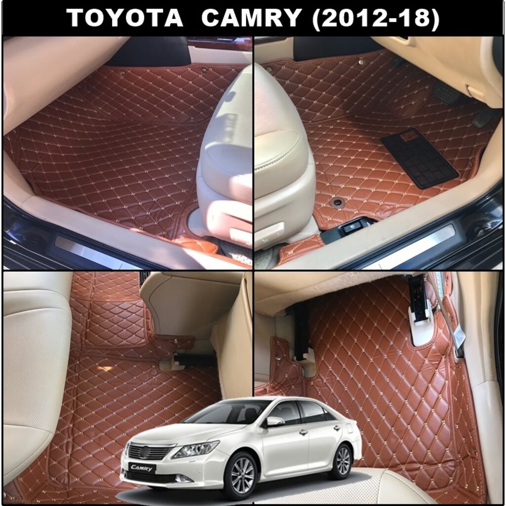 พรมปูพื้นรถยนต์6D TOYOTA CAMRY ปี2012-2018 สีน้ำตาล พรม6D QJ VIP หนาพิเศษ เต็มคัน 3ชิ้น