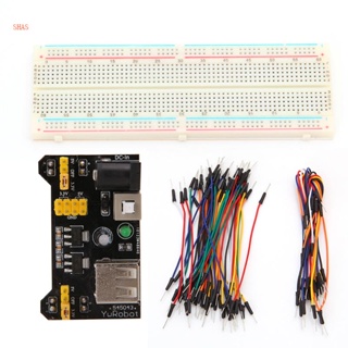 Shas MB102 โมดูลพาวเวอร์ซัพพลาย 3 3V 5V+830 Point Breadboard พร้อมสายจัมเปอร์ 65 ชิ้น