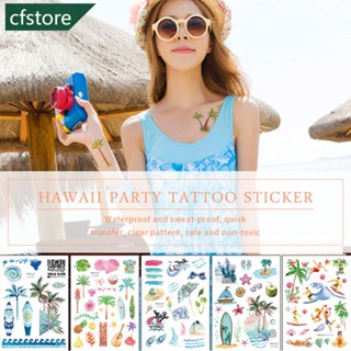 Cfstore สติกเกอร์รอยสัก กันน้ํา กันเหงื่อ สร้างสรรค์ สไตล์ฮาวาย เหมาะกับฤดูร้อน สําหรับเด็ก J6Z5