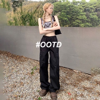  OOTD SHOP กางเกงขายาว คาร์โก้ กางเกง ผู้หญิงแฟชั่นเกาหลี  ins รุ่นใหม่ สบาย พิเศษ A90M00K 36Z230909