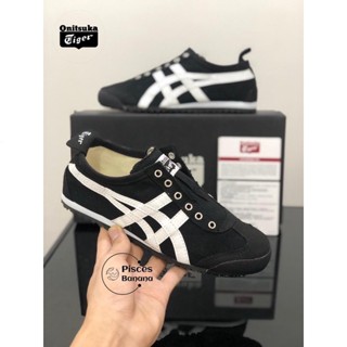 Onitsuka รองเท้าผ้าใบ รองเท้าวิ่ง สลิปออน สีดํา สีขาว สําหรับผู้ชาย และผู้หญิง