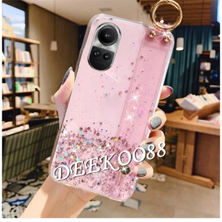 พร้อมส่ง เคสโทรศัพท์มือถือนิ่ม แบบใส ลายดาวอวกาศ พร้อมสายคล้องมือ สําหรับ OPPO Reno10 Pro Plus Pro+ 5G 2023 Reno 10 10Pro Reno10Pro+