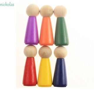 NICKOLAS ตุ๊กตาฟิกเกอร์ Montessori สีสันสดใส 6 สี ของเล่นสําหรับเด็ก