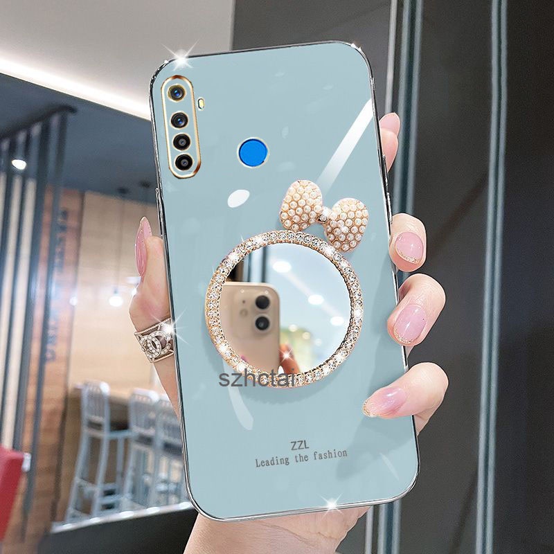 เคส Realme 5 5i 6i 5 pro c3 หรูหรา มุก โบว์ กระจกแต่งหน้า ชุบ ซิลิโคน เคสโทรศัพท์ นิ่ม Realme 5 5i 6i 5 pro c3 - รูปที่ 4