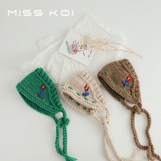 Misskoi [พร้อมส่ง] หมวกถัก ผ้าวูล แฮนด์เมด ลายดอกไม้ สไตล์เกาหลี