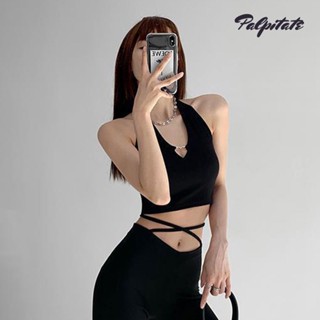 PALPITATE เสื้อกั๊กสตรีใหม่สาวเผ็ดเซ็กซี่คอกลวงรักยกทรงสั้น