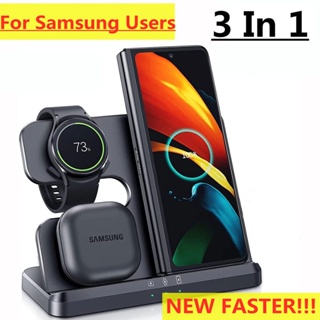 แท่นชาร์จไร้สาย 15W 3 in 1 สําหรับ Samsung S22 S21 Fold 4 Galaxy Watch 5 Pro 4 3 Active 2 1 Buds