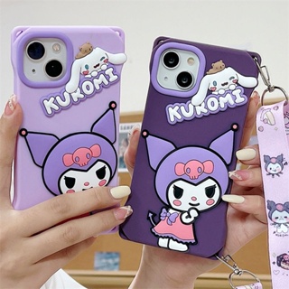 3D กันกระแทก สําหรับ iPhone 14 Pro Max 13 12 11 14Pro 13Pro 12Pro เคสมือถือ Soft TPU Case เคสป้องกัน Cute Cartoon Kuromi เปลือกซิลิคอน เปลือกซิลิคอน เปลือกกันกระแทก มีเชือกแขวน