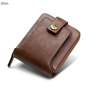 [Dhin] Vintage Small Mens Wallet Pu Leather Short Purse Men Zipper Clutch Bag Mens Wallet Coin Pocket Card Holders COD