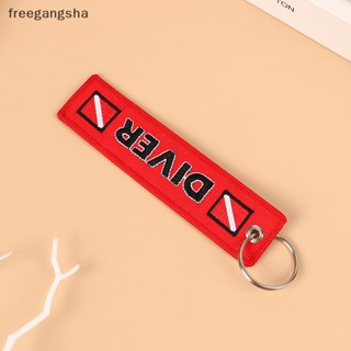 [FREG] Car Keychain Embroidery DIVER Keychains Tag Key Holder Fobs ATV Keyring Bag Luggage Tag Travel Scuba Diving backpack Bag Flag FDH