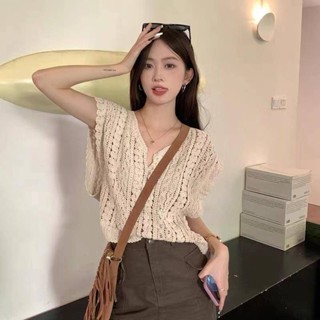 เสื้อกันหนาวแขนกุด คอวี ทรงหลวม แบบเรียบง่าย สไตล์ใหม่ สําหรับผู้หญิง