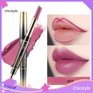 Chicstyle 2 in 1 เครื่องสําอาง ลิปสติก ลิปไลเนอร์ ดินสอเขียนขอบปาก กันน้ํา ติดทนนาน ความงาม เนื้อแมท ปากกา