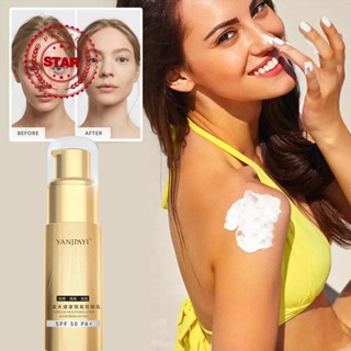 ครีมกันแดด SPF50 ขนาดเล็ก ป้องกันเหงื่อ กันน้ํา สีทอง 1 B1E8