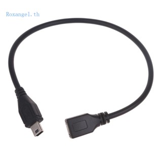 Rox อะแดปเตอร์แปลงสายเคเบิล Micro USB ตัวเมีย เป็น Mini USB ตัวผู้ 25 ซม. สําหรับรถยนต์