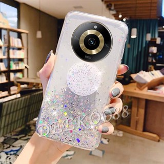 เคสมือถือ TPU แบบนิ่ม ลายกลิตเตอร์ดาว พร้อมขาตั้ง สําหรับ Realme 11 Pro+ Pro Plus 5G 4G 2023 Realme11Pro+